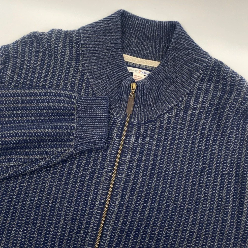 Carbon 2 Cobalt Cotton Cable Knit Sweater Mens XL Blue Wharf Fisherman‎ Nautical